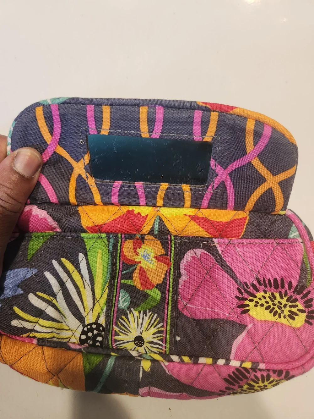 Vera Bradley Quilted Floral Cosmetic Case - Pink, Yellow & Green